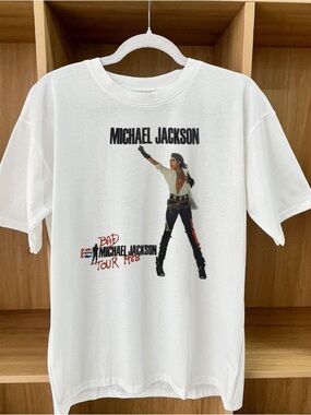 MJ Michael Jackson Bad Tour 1988 Printed T-shirt
